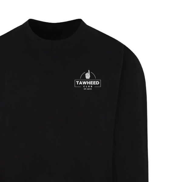 TC V1 Mens Thick Heavy Designer Cotton Drop Shoulder Sweat Top - Black - Image 2